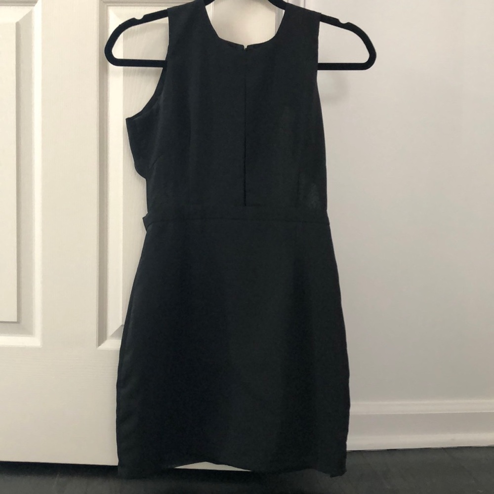 Black mink dress with open back and front slit